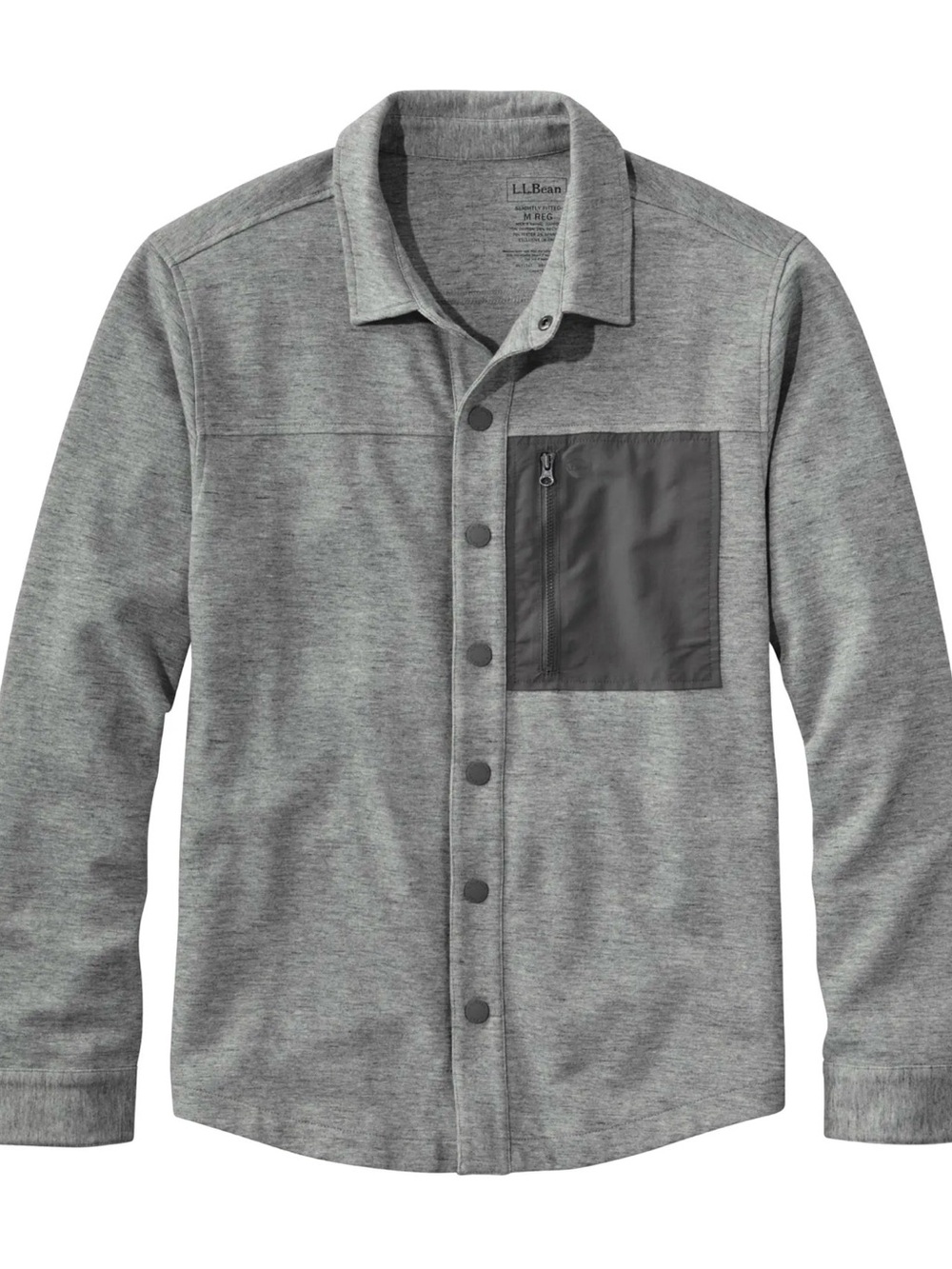 L.L. Bean Explorer Gray Snap-Front Shirt Jacket with Chest Pocket